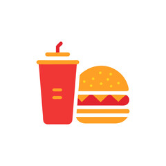 Fast food combo logo icon illustration for burger fries drink meal and cafe branding