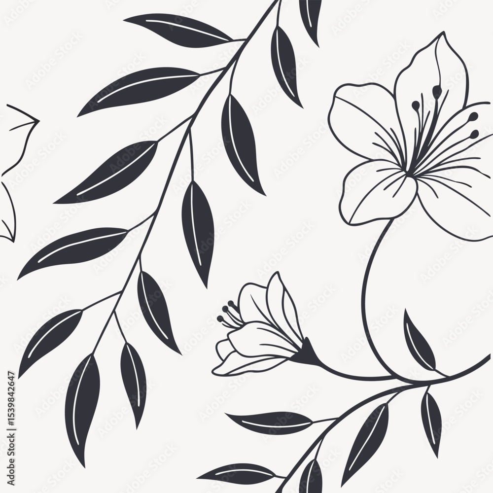 Poster minimal botanical: seamless pattern