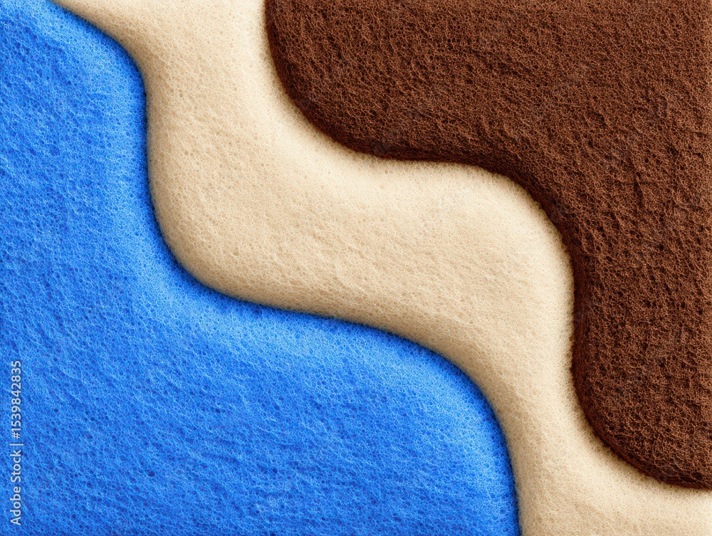 Poster captivating abstract texture of soft sand grains arranged in flowing waves of beige blue and brown t