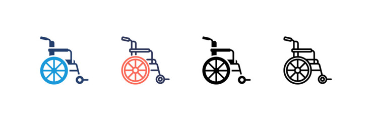 Wheelchair icon set multiple style collection