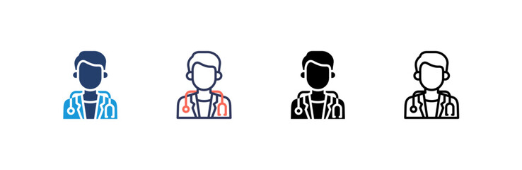 Doctor icon set multiple style collection