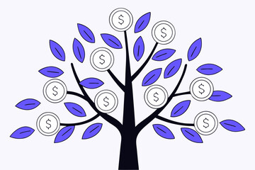 Money tree illustration financial growth concept