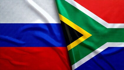 ロシアとウズ南アフリカの国旗。(Russia flag and South africa flag.)
