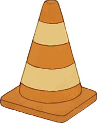 Vibrant orange traffic cone with reflective stripes, essential for road work safety, guiding vehicles and pedestrians in construction zones with bold visibility