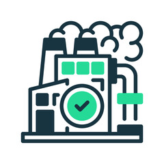 Fototapeta premium Factory Quality Check Line Icon, Outline Symbol for Manufacturing Standards, Industrial Inspection, Production Safety, Compliance Control, and Product Testing. Vector Sign Icon.