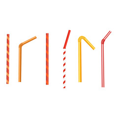 Drinking straws with different shapes.Vector illustration.
