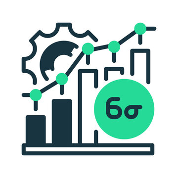 Six Sigma Line Icon, Outline Symbol for Process Optimization, Business Efficiency, Quality Management, Statistical Analysis, and Lean Manufacturing. Vector Sign Icon.