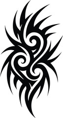 This image features a sharp and dynamic tribal tattoo design