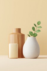 render minimalistic 3d scene showcasing sleek furniture accessories elegantly placed on expansive clean surface absence