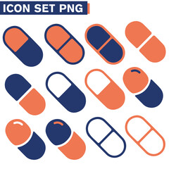 Pillola o droga Icon Set icon Design. - illustrazioni pasticca di ospedale pronto soccorso 