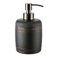 Obraz premium Elegant Black Soap Dispenser Pump Bottle on White Background