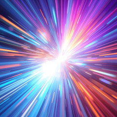 Abstract colorful explosion of energy and light in dynamic digital illustration