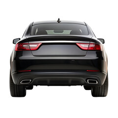 Black Car Back View Isolated on Pure White Background

