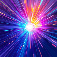 Obraz premium Abstract vibrant explosion of colorful light and energy emanating from a bright center