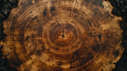 Aged tree stump section showing rings and cracks