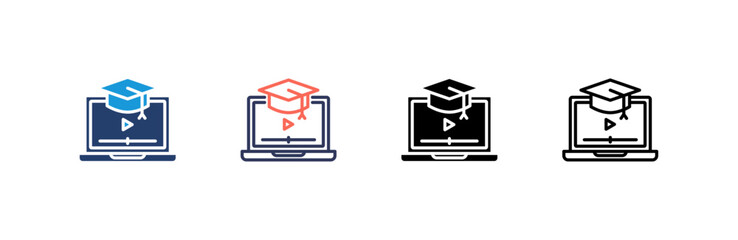 Elearning icon set multiple style collection