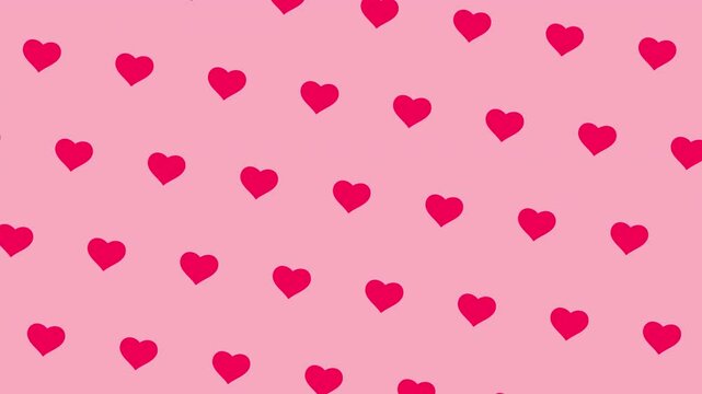 A cute pink hearts pattern in a seamless looping animation, creating a sweet and romantic background design.