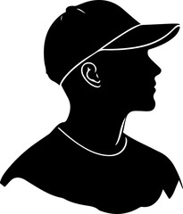 silhouette of man wearing baseball cap