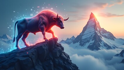 Dynamic energy growing of stock market shown with bold metaphors of momentum, algorithms, and modern finance symbols. AI-Generated!

