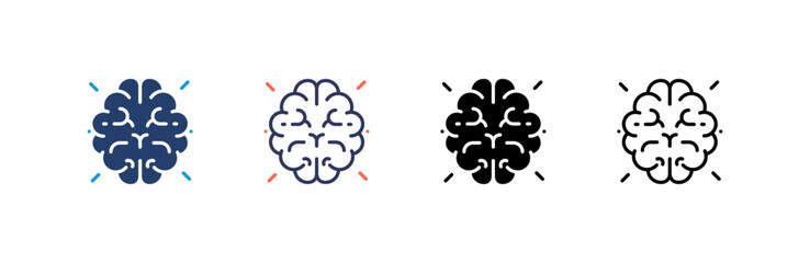 Brain icon set multiple style collection