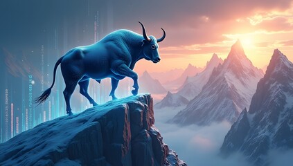 Dynamic energy growing of stock market shown with bold metaphors of momentum, algorithms, and modern finance symbols. AI-Generated!

