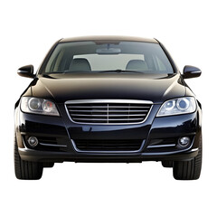 Black Car Front View Isolated on Pure White Background

