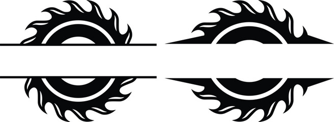 Saw Blade Name Frame Eps, Vector File Black and White
