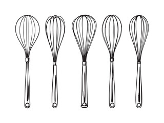 handheld whisk kitchen tool minimalist outline illustration