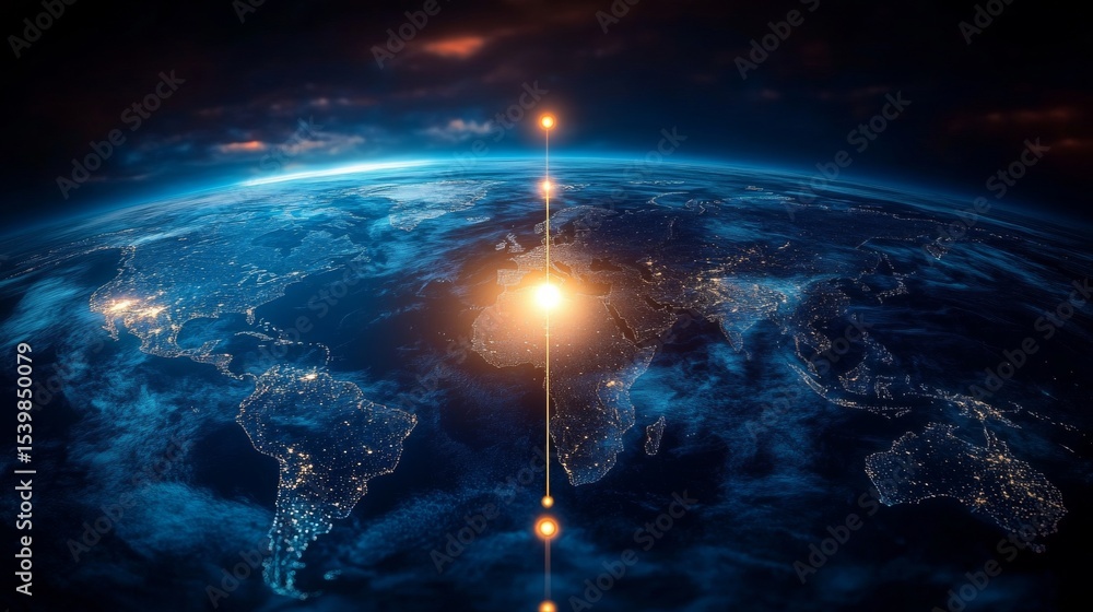 Poster dynamic global network connecting people and ideas through communication technology platforms