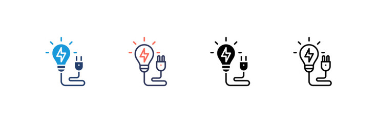 Electricity icon set multiple style collection
