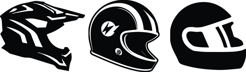 Set of Motorcycle helmet vector icons. Racing team helmet vector illustration