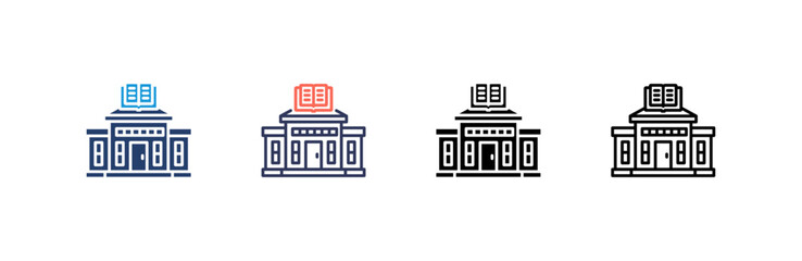 Library icon set multiple style collection