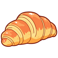 Classic croissant, freshly baked golden brown french pastry, doodle cartoon clip art, isolated clean and simple vector illustration