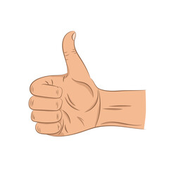 Vector illustration with hand on white background