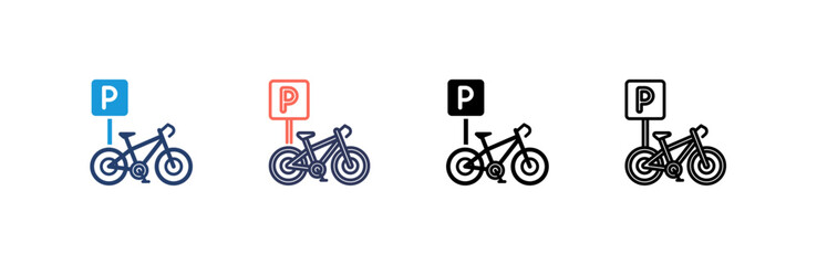 Fototapeta premium Bicycle Parking icon set multiple style collection