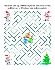 Help the little pigs get to the christmas tree and decorate it. Winter, holidays, Christmas or New Year maze game:
