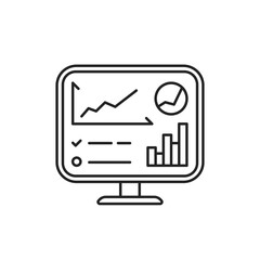 desktop with dashboard like data research icon