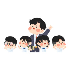 Fototapeta premium Illustration of Teacher and Students