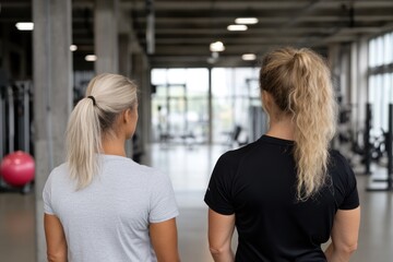 Woman Personal Trainer Coaching Client During Workout