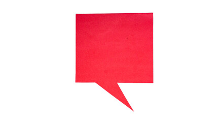 Red paper speech bubble isolated on transparent background