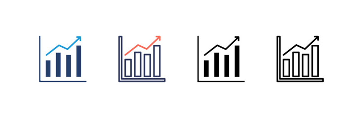 Bar Graph icon set multiple style collection