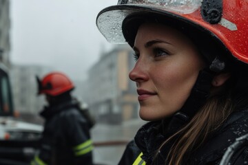 Female Firefighter Providing Aid in Crisis Situation