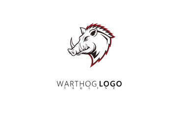 Fototapeta premium Rugged Warthog Logo Design with a Bold Boar Icon. Wildlife Themed Brand Identity Illustration Perfect for Outdoor Apparel, Hunting Brands, and Safari Company Logos with Vintage Design Appeal.