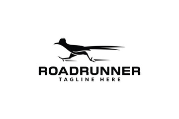 roadrunner logo design vector illustration. roadrunner silhouette logo template	