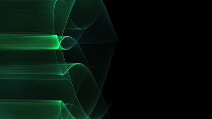 Abstract glowing lines on black background.