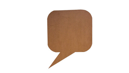 Brown paper speech bubble isolated on transparent background