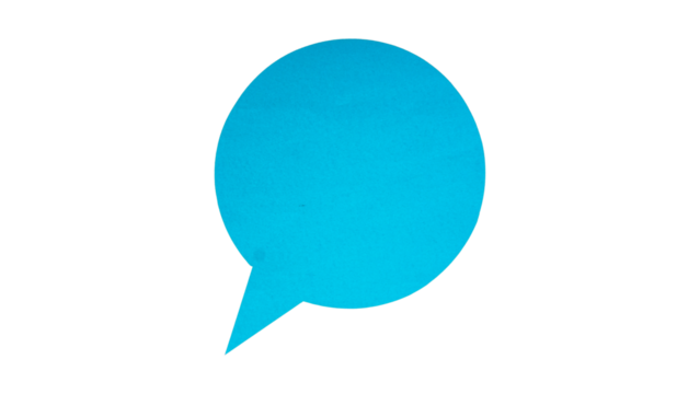 Blue paper speech bubble isolated on transparent background