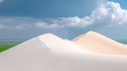 Fototapeta na wymiar White and Beige Sand Dunes Under a Cloudy Sky