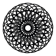An elegant mandala design featuring intricate interlocking loops in a circular, symmetrical floral pattern, perfect for luxury branding, décor, or digital art inspiration