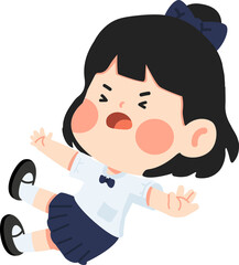 Illustration of Schoolgirl Falling Down cartoon
